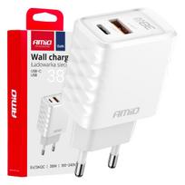 Mobilieji telefonai ir priedai // USB automobilių įkrovikliai // Ładowarka sieciowa quick charge gan 38w usb-a + usb-c amio-04287