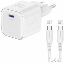 Swissten Travel Charger GaN USB-C 20W PD + Data Cable USB-C-USB-C 1.2m
