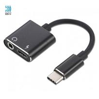 Riff Analog Audio Converter Adapter Type-C to Type-C (female) + headphones jack 3,5 mm (female) Black
