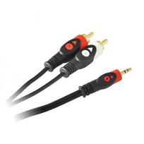 Libox LB024 3.5mm Stereo Jack to 2x RCA Audio Cable 5m golded platted connectors Black