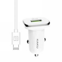 iKAKU KSC-317 Universal Car Charger QC 3.0 18W with Lightning cable White