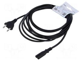 Cable | 2x0.75mm2 | CEE 7/16 (C) plug,IEC C7 female | PVC | 5m | black