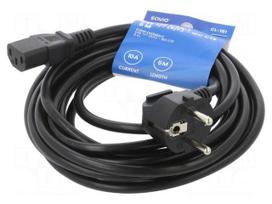 Cable | 3x1mm2 | CEE 7/7 (E/F) plug angled,IEC C13 female | PVC | 5m