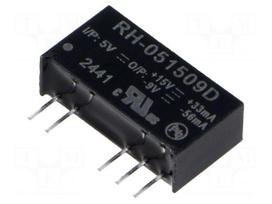 Converter: DC/DC | 1W | Uin: 4.5÷5.5VDC | Uout: 15VDC | Uout2: -9VDC