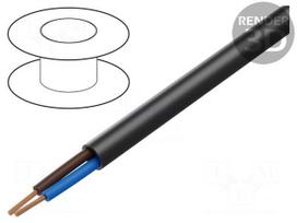 Wire | H05RR-F | 2x1.5mm2 | stranded | Cu | rubber | black | 300V,500V