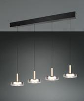Trio Celeste LED piekarama lampa 4-pc matt black/chrome plated/wood brushed steel 354910432 4017807616903