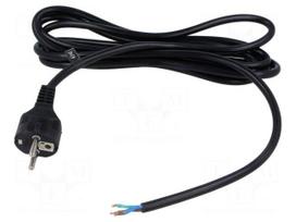 Cable | 3x1.5mm2 | CEE 7/7 (E/F) plug,cables | PVC | 3m | black | 16A