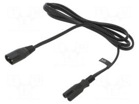 Cable | 2x0.5mm2 | IEC C7 female,IEC C8 male | PVC | 1.5m | black | 2.5A