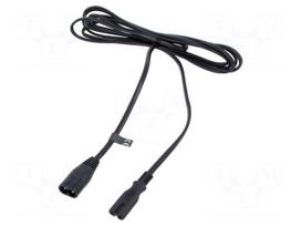 Cable | 2x0.75mm2 | IEC C7 female,IEC C8 male | PVC | 3m | black | 2.5A