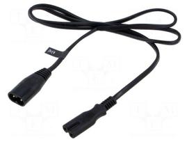 Cable | 2x0.5mm2 | IEC C7 female,IEC C8 male | PVC | 1m | black | 2.5A