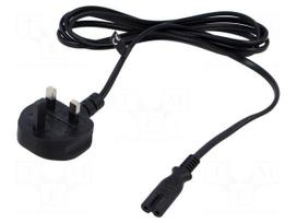 Cable | 2x0.75mm2 | BS 1363 (G) plug,IEC C7 female | PVC | 1.8m | 2.5A