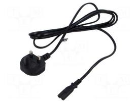 Cable | 2x0.75mm2 | BS 1363 (G) plug,IEC C7 female | PVC | 3m | black