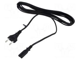 Cable | 2x0.75mm2 | CEE 7/16 (C) plug,IEC C7 female | PVC | 5m | black