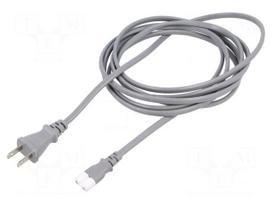 Cable | 2x0.75mm2 | IEC C7 female,JIS 8303 plug | PVC | 1.8m | grey | 7A