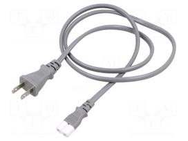 Cable | 2x0.75mm2 | IEC C7 female,JIS 8303 plug | PVC | 1m | grey | 7A