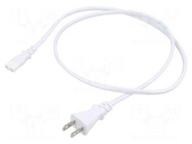 Cable | 2x0.75mm2 | IEC C7 female,JIS 8303 plug | PVC | 1m | white | 7A