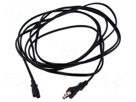 Cable | 2x0.75mm2 | IEC C7 female,JIS 8303 plug | PVC | 5m | black | 7A