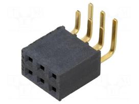 Connector: pin strips | socket | female | PIN: 6 | angled 90° | THT | 2x3