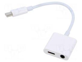 Cable | Jack 3.5mm socket,USB C socket,USB C plug | 0.15m | white