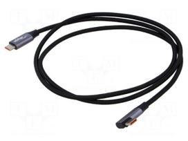 Cable | USB 2.0 | USB C plug,USB C angled plug | nickel plated | 1m