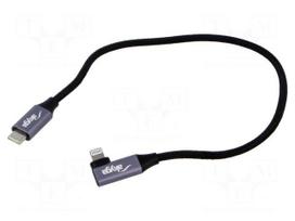 Cable | USB 2.0 | Apple Lightning angled plug,USB C plug | 0.3m