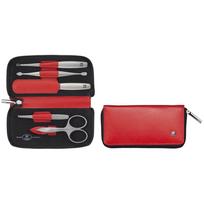 Zwilling Twinox Travel Set – Red 5-Piece Leather Pouch - Red