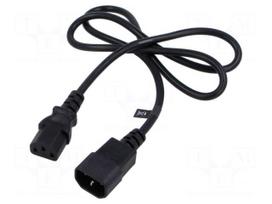 Cable | H05VV-F | 3x0.75mm2 | IEC C13 female,IEC C14 male | PVC | 1m