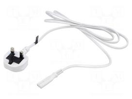 Cable | 2x0.75mm2 | BS 1363 (G) plug,IEC C7 female | PVC | 3m | white