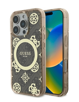 Guess IML Peony On 4G Background MagSafe Back Case for Apple iPhone 16 Pro Max