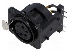 Connector: XLR | socket | female | PIN: 4 | angled 90° | THT | black | 6A