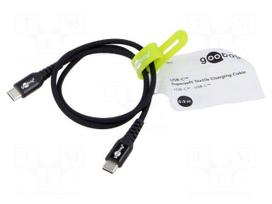 Cable | USB 2.0 | USB C plug,both sides | 0.5m | black | silicone | 60W