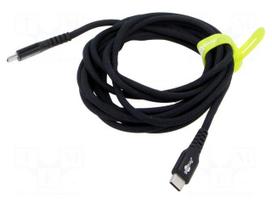 Cable | USB 2.0 | USB C plug,both sides | 3m | black | silicone | 60W | 3A