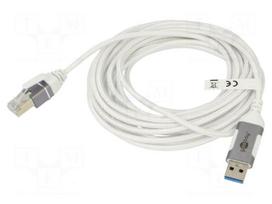 Cable | slim,USB 3.0 | RJ45 plug,USB A plug | nickel plated | 5m