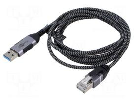 Cable | slim,USB 3.0 | RJ45 plug,USB A plug | nickel plated | 2m