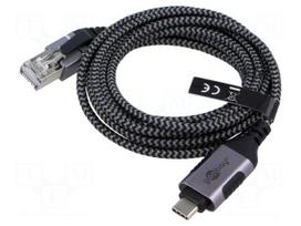 Cable | slim,USB 3.1 | RJ45 plug,USB C plug | nickel plated | 2m