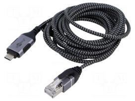 Cable | slim,USB 3.1 | RJ45 plug,USB C plug | nickel plated | 3m