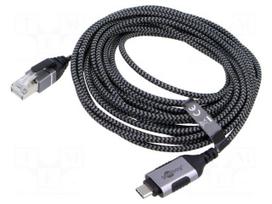 Cable | slim,USB 3.1 | RJ45 plug,USB C plug | nickel plated | 5m