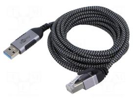 Cable | slim,USB 3.1 | RJ45 plug,USB C plug | nickel plated | 10m