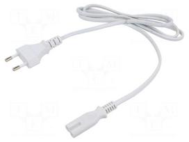 Cable | 2x0.5mm2 | CEE 7/16 (C) plug,IEC C7 female | PVC | 1.2m | 2.5A