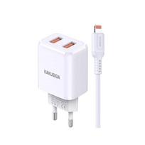 Kaku KSC-793 2in1 Adaptive Dual port fast 2.4A charger with Lightning cable White