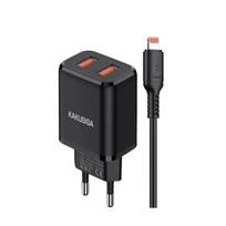 Kaku KSC-793 2in1 Adaptive Dual port fast 2.4A charger with Lightning cable Black