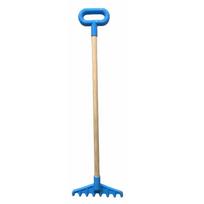 Vigo Kids Toy Plastic Rake with 60cm wooden handle and grip (rake size 20x5cm) Blue