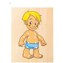Woody 90018 Eco Wooden Educational hand motoric skills - Lacing Dress-up puzzle Baby Boy (10pcs) for kids 3y+ (18x22cm)