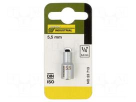 Socket: 6-angles | socket spanner | HEX 5.5mm | 1/4"