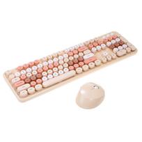 MOFII Sweet Wireless Keyboard and Optical Mouse 2,4G USB Brown - Multi Color Buttons