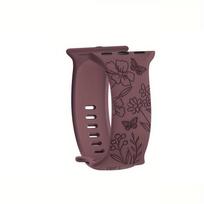 Riff Laser carved Silicone strap" Butterfly" for Apple iWatch series 38 / 40 / 41 mm Bordo