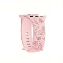 Riff Laser carved Silicone strap" Butterfly" for Apple iWach series 42 /44 /45 /49 mm Pink