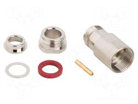 Connector: N | plug | female | straight | 50Ω | soldering,clamp | PTFE