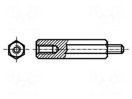 Screwed spacer sleeve | 6.35mm | Int.thread: UNC6-32 | hexagonal