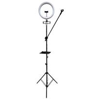 Žiedinis laikiklis iLike  S12 LED Selfie 31cm Ring Light Lamp + Tripod Stand 2.1m + Shelf & 3x phone / Mic Holder Black